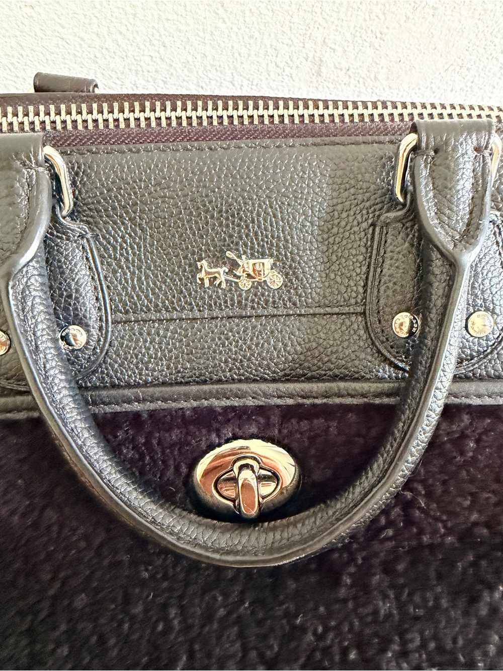 Coach Shearling Rhyder Satchel - Picture 5 of 8